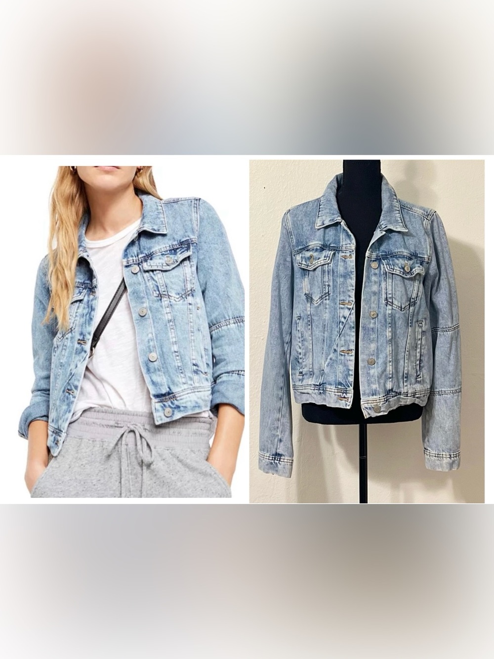 Free People Rumors distressed Washed Denim Jacket Light Indigo Staples Versatile